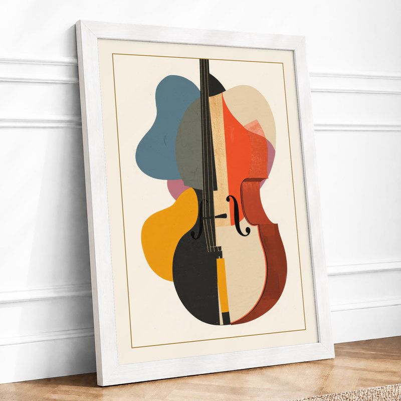 Violin Geometric - Framed Print, A3 - 42.0 x 29.7 cm, White