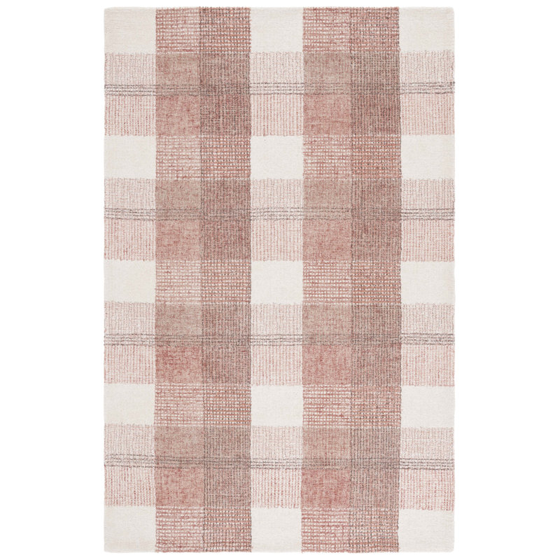 Tapis en laine et coton touffeté à la main Plaid, Rectangle 9 pi x 12 pi