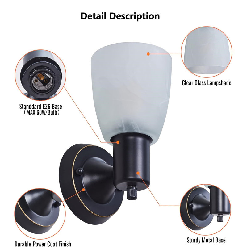 Modern Black Metal Battery-Powered Wall Sconce Set