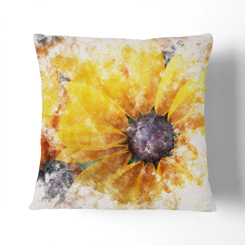 Coneflowers Cushion with Filling, 40cm H x 40cm W x 15cm D, White