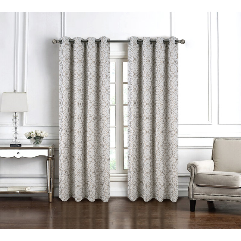 Woodbridge Geometric Room Darkening Window Curtain, Taupe
