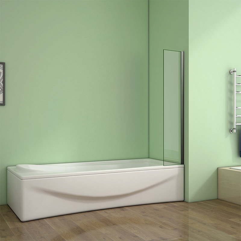 250/300/350/700/800mm Bath Shower Screen 6mm Glass Reversible Fixed Over Chrome Frame, 350cm W