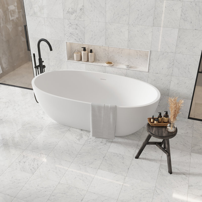 12 x 12 Bianco Carrara Straight Edge Marble Mosaic Tile