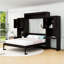Grand lit escamotable en bois avec armoires, coiffeuse et bureau-1851690955