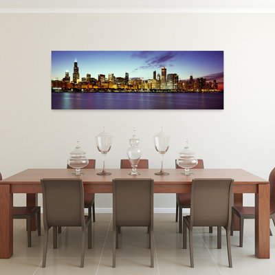 Bâtiments au bord de l'eau, lac Michigan, Chicago, comté de Cook, Illinois, paysage urbain abstrait, art mural