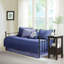 Ensemble de literie réversible en coton, courtepointe marine avec coussin décoratif pour la maison