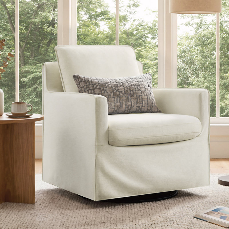 360° Swivel Glide Armchair With Washable Slipcover And Reversible Cushions, Sand