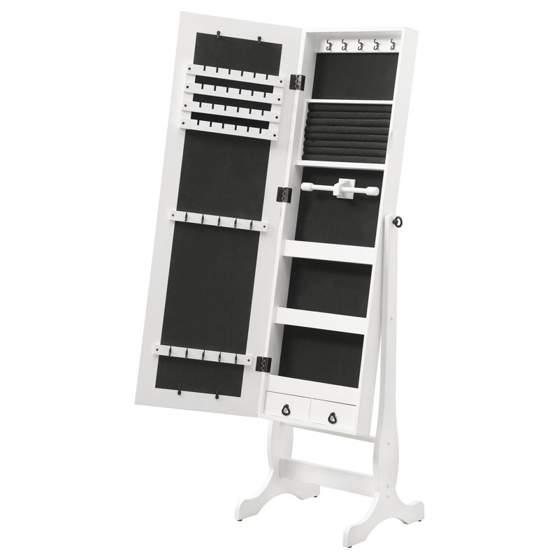 Armoire à bijoux autoportante avec miroir Antionette, Blanc