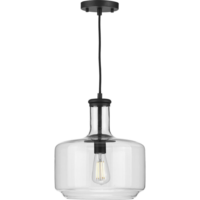 Longmeadow 1 - Light Single Pendant, Black, 14" H x 12.25" W x 12.25" D