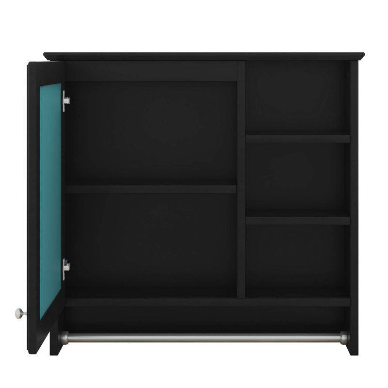 Armoire de rangement murale 2 en 1 avec tablette réglable, Noir
