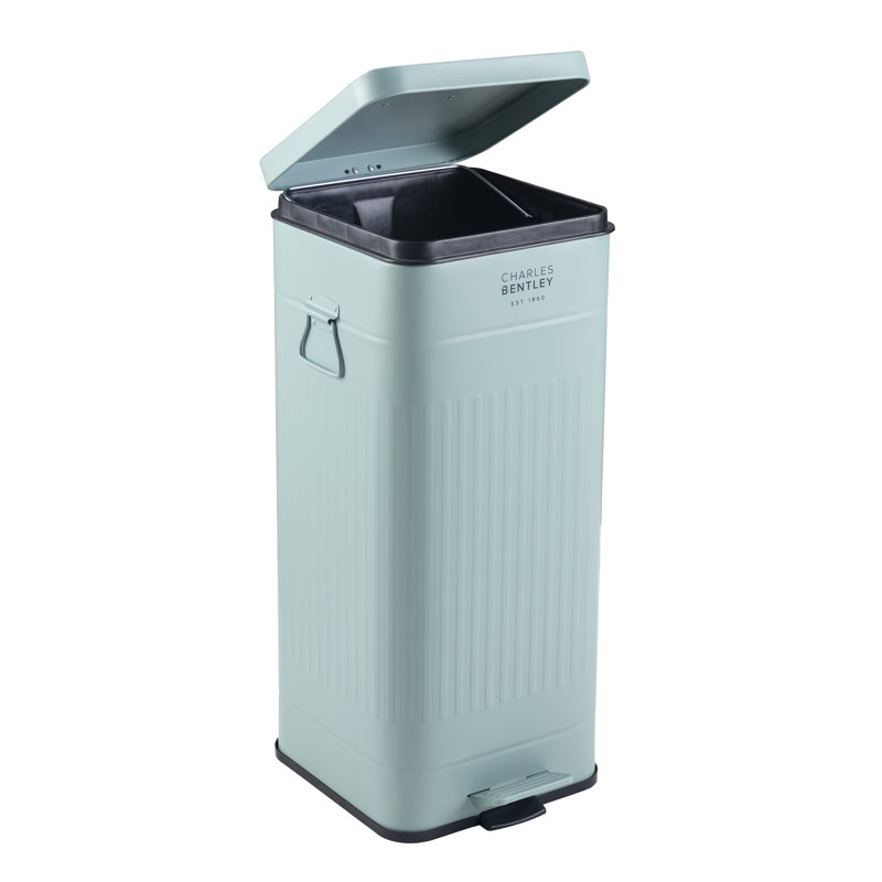 Retro Steel Step On Kitchen Trash Can - 30L, Green
