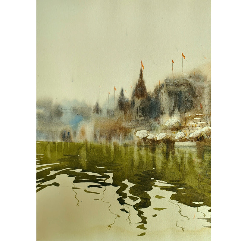 Banaras Ghat | Aquarelle par Achintya Hazra