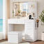 Coiffeuse de 87 cm de large avec station de recharge et 5 tiroirs, table de maquillage blanche avec rangement pour chambre à coucher