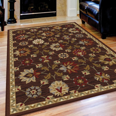 Tapis de zone brune floral percy