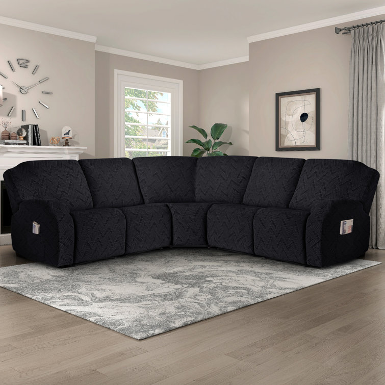 Wald 5-Pieces Oversized Recliner Couch Covers With Pockets For Reclining L Shape Sofa