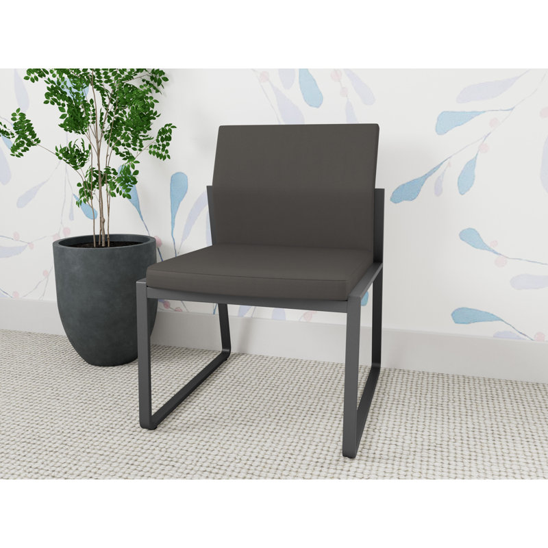 Chaise d'invité sans accoudoirs Gansett, Anthracite, Vinyle bleu Patriot Plus Imperial