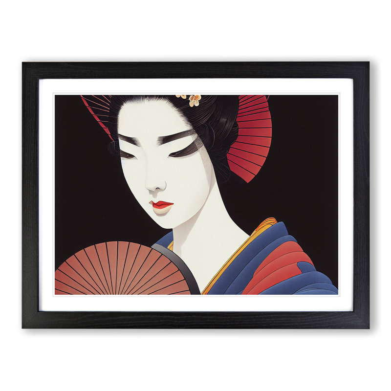 Gracious Geisha - Single Picture Frame Print, Black Framed, 46cm H x 64cm W x 2cm D