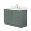 Meuble-lavabo ovale simple de 124 cm (49 po) avec comptoir en quartz blanc pur de 3,8 cm (1,5 po) et finition vert vintage-1102460657-1102460659