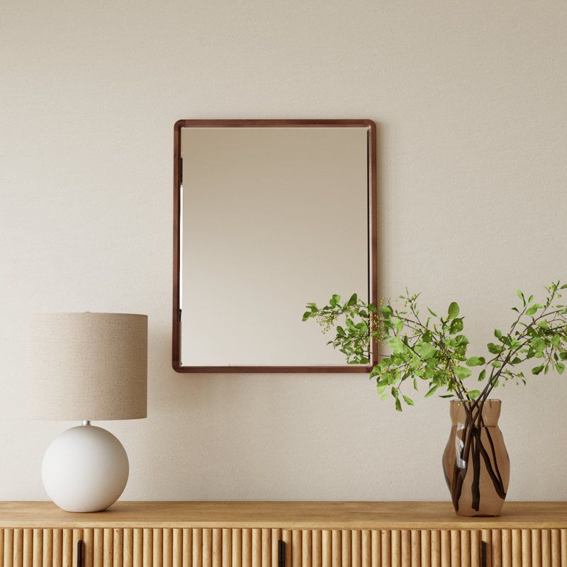 Branca Wood Flat Mirror, Walnut, 30" x 24"