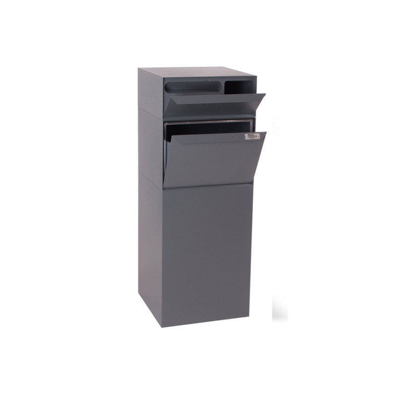 Steel Package Drop with Newspaper Compartment, Gray