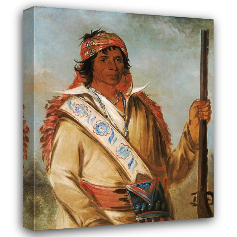 «Steeh-Tcha-Ko-Me-Co, Great King» par George Catlin - Art mural sur toile tendue avec châssis, H 24 po x l 17 po