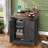 Farmhouse End Table With Charging Station, An Adjustable Shelf And Black Handles And Hinges-2047608727