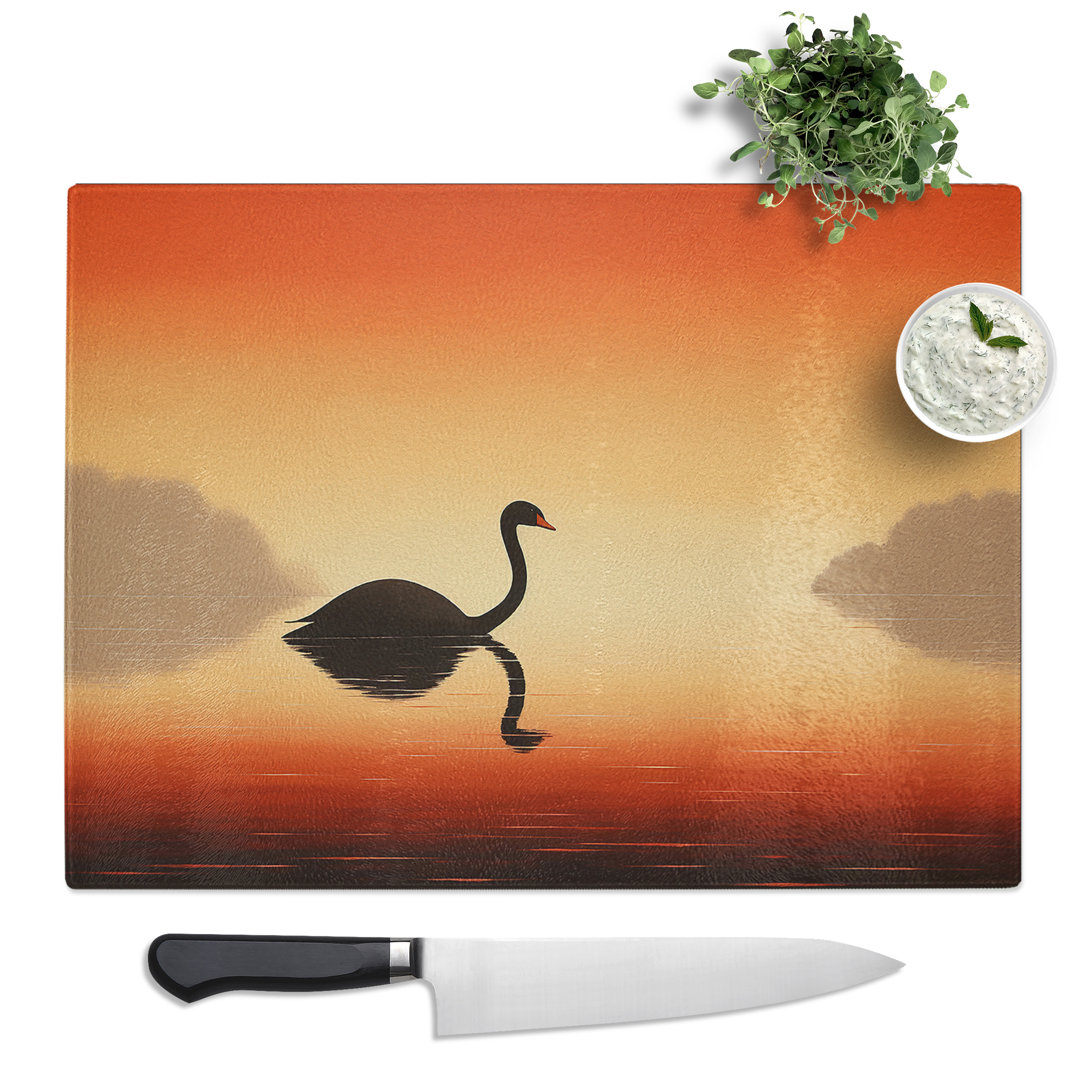 Swan Minimalism No.2  Glass Chopping Board