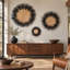 Black-Edge Palm Leaf Handwoven Sunburst Wall Basket-967582487