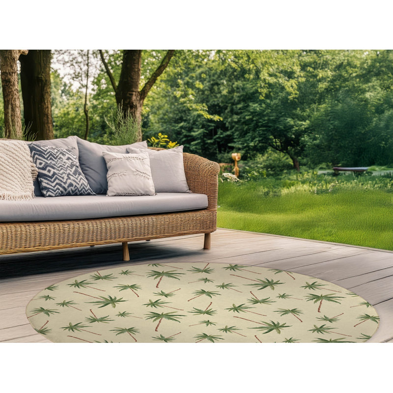 Tapis d'extérieur Summer Palms, Rond 5 pi