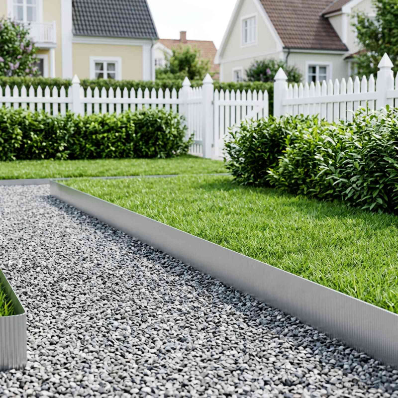 Galvanised Steel Lawn Edging Fencing, 10cm H x 2000cm W