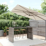 Ebern Designs Bar Table With Glass Top Black 105X80x110 Cm Poly Rattan