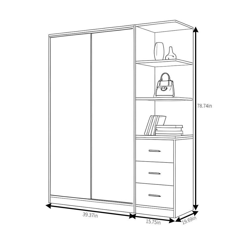 Roslyn, 78.74" H x 47.24" W x 19.69" D