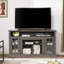 Meuble télé classique pour téléviseur de 65 po ou moins avec espace de rangement ouvert et fermé, noyer foncé / noir Classic-1634643120