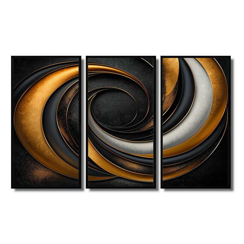«Celestial Alignment Of Abstract II», ensemble d'art mural abstrait géométrique, Reproduction avec cadre flottant, Noir