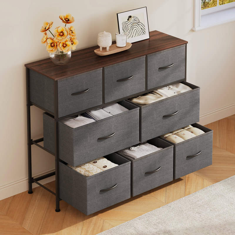  Commode 8 tiroirs Chaseburg, Gris foncé