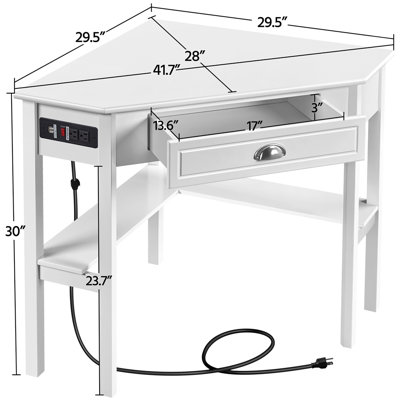 Annalycia MDF Computer Desk with Built-In Electrical Outlet