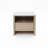 19.7" H Modern Nightstand with Faux Travertine Top and Open Shelf-2061323681