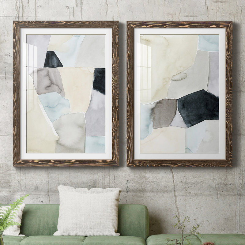 Toile encadrée Tectonic, H 43,5 po x l 31,5 po x P 1 po, Papier, cadre noyer, Blanc