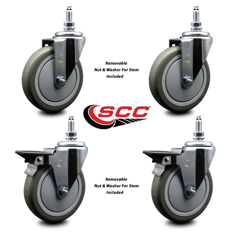 Polyurethane Wheel Swivel ½ Inch Threaded Stem Caster SCC