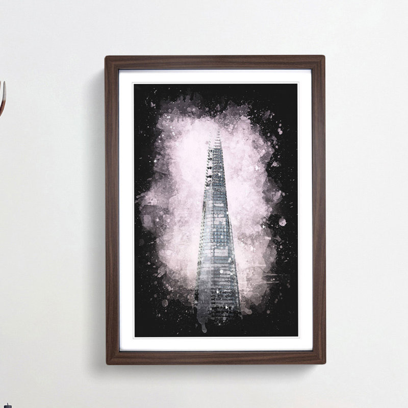 The Shard Building in London - Framed Print, 33cm H x 24cm W x 2cm D, Walnut Framed