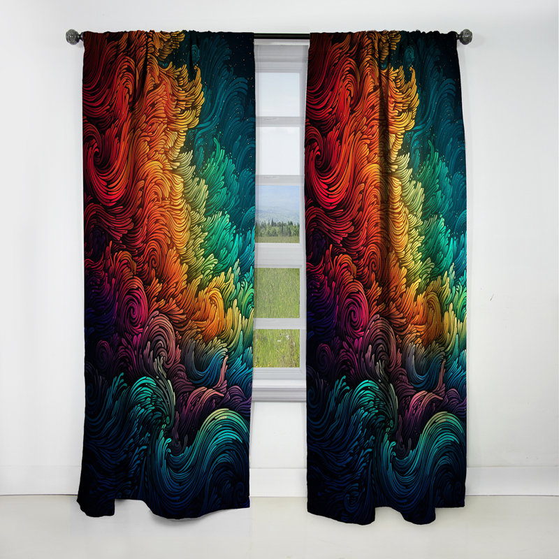 Rideau occultant en velours Tokarz - Modern Waves - 1 panneau, L 52 po x L 95 po