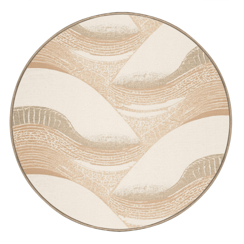 Tapis marocain beige lavable à la machine Pavla, Rond 7 pi