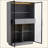 60.6'' Tall Display Cabinet With Tempered Glass Door, LED Lighting, Two Drawers, Modern Style Storage Cabinet For Living Room, Office & Study