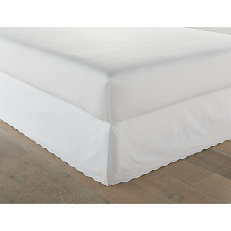 Stone Cottage Solid Scalloped Cotton Bedskirt, Queen, White