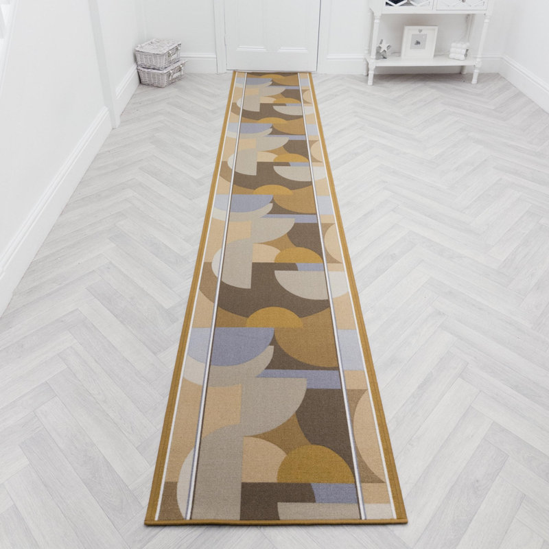 Runner Geometric Shapes Looped / Hooked Area Rug, Runner 66 x 300 cm