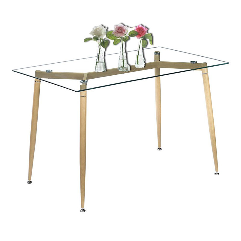 Glass Top Metal Base Dining Table