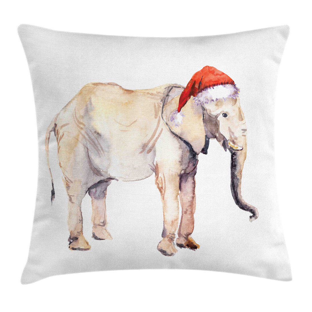 Kissenbezug, Christmas Theme, Aquarell Elephant, Lila grau Beige Rot