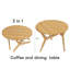 Table basse ronde 2 en 1 avec hauteur réglable, 16,5 po pour table basse, 29,5 po pour table basse, bois massif, 34,5 po