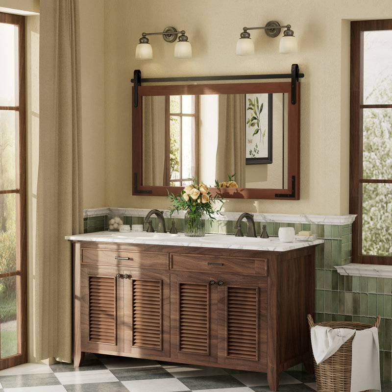 Miroir mural Amara Rustic Farmhouse, 45 po x 30 po; Horizontale, Brun