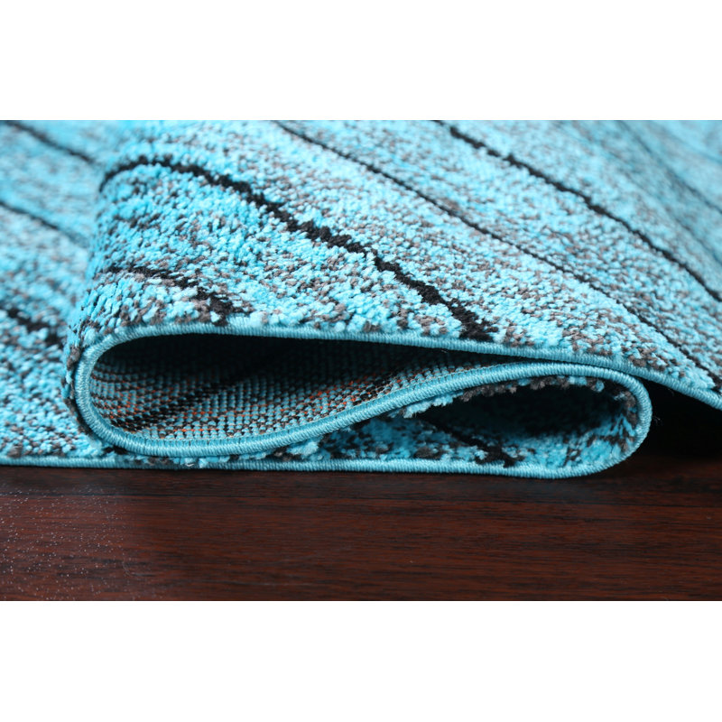 Tapis oriental transitionnel bleu turquoise 5X8, Rectangle 5 pi 3 po x 7 pi 7 po